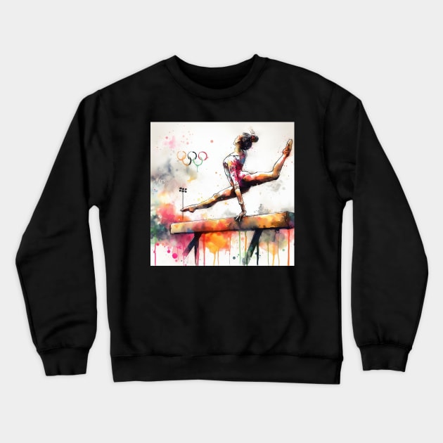 Artistic interpterion of an Olympian on the balance beam. Crewneck Sweatshirt by WelshDesigns